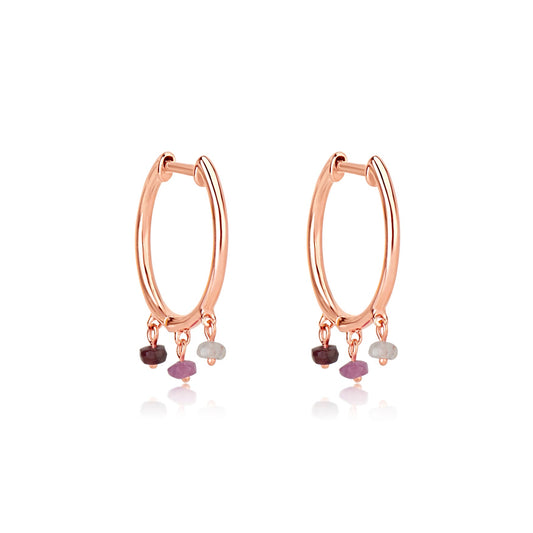 Rose Gold Ruby Fringe Hoop