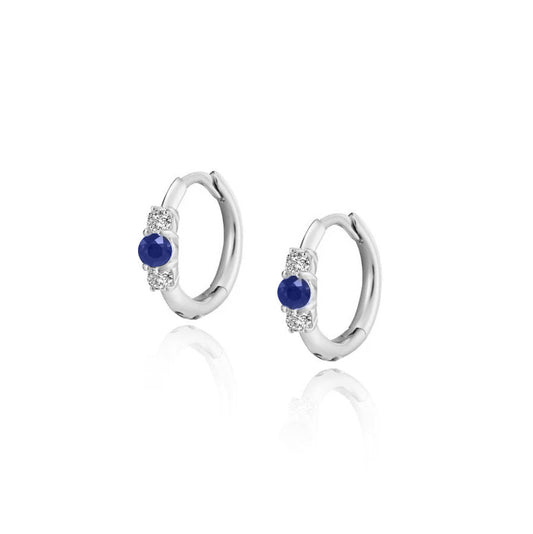 Blue Sapphire and Diamond Huggie