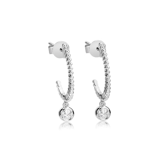 White Gold Diamond Bezel Huggies