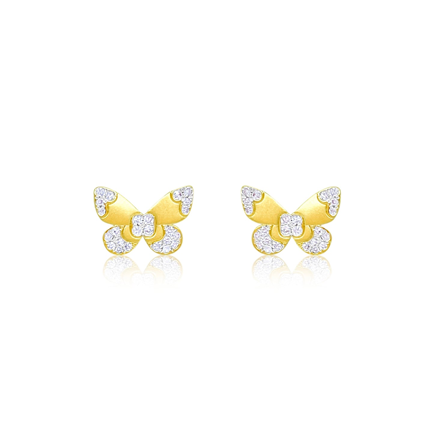 Yellow Gold and Diamond Textured Butterfly Earrings- ONLINE EXCLUSIVE