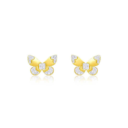 Yellow Gold and Diamond Textured Butterfly Earrings- ONLINE EXCLUSIVE