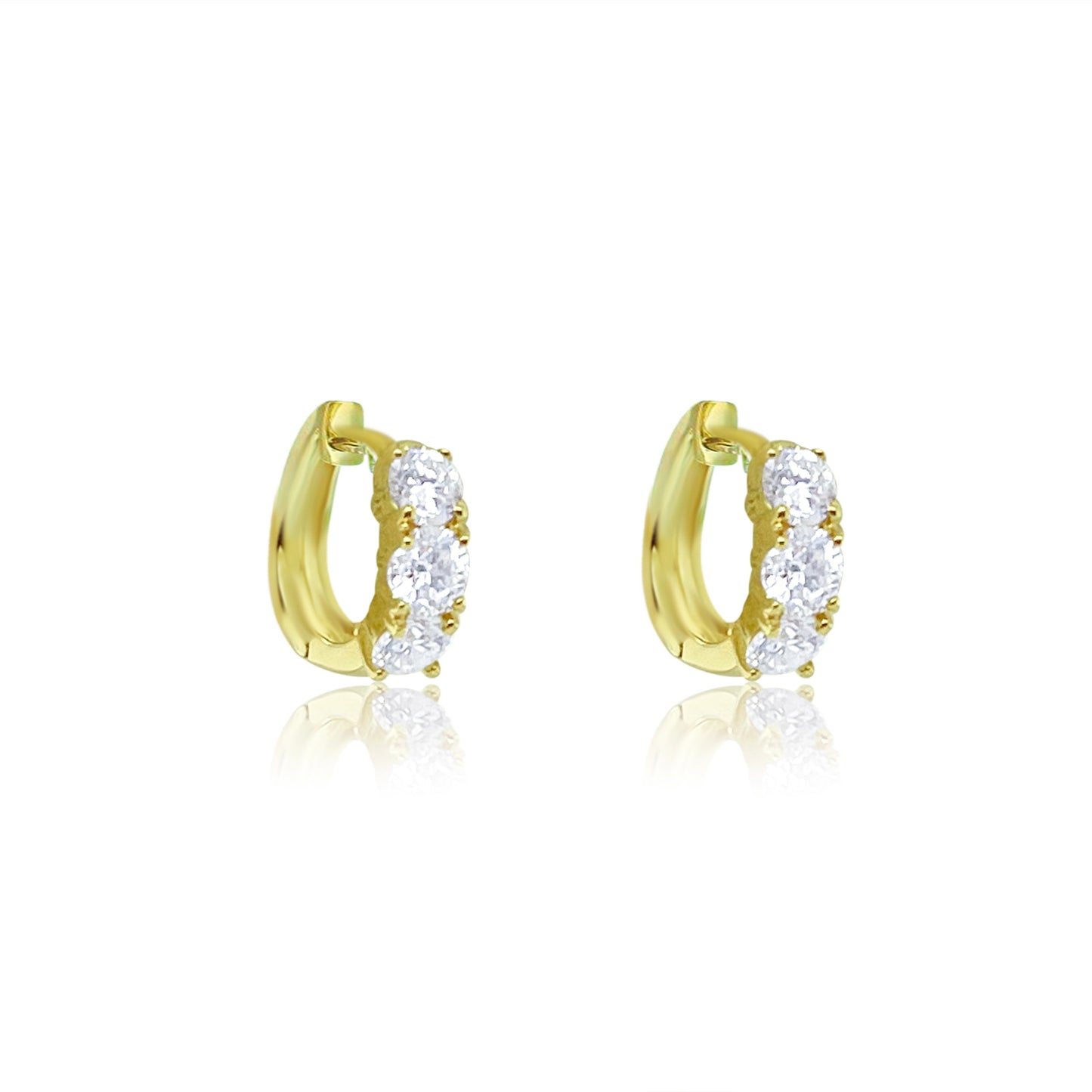 Yellow Gold and Diamond Huggies (Additional Piercings)