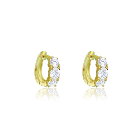 Yellow Gold and Diamond Huggies (Additional Piercings)