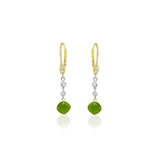 Yellow Gold Green Chrome Drop Earrings