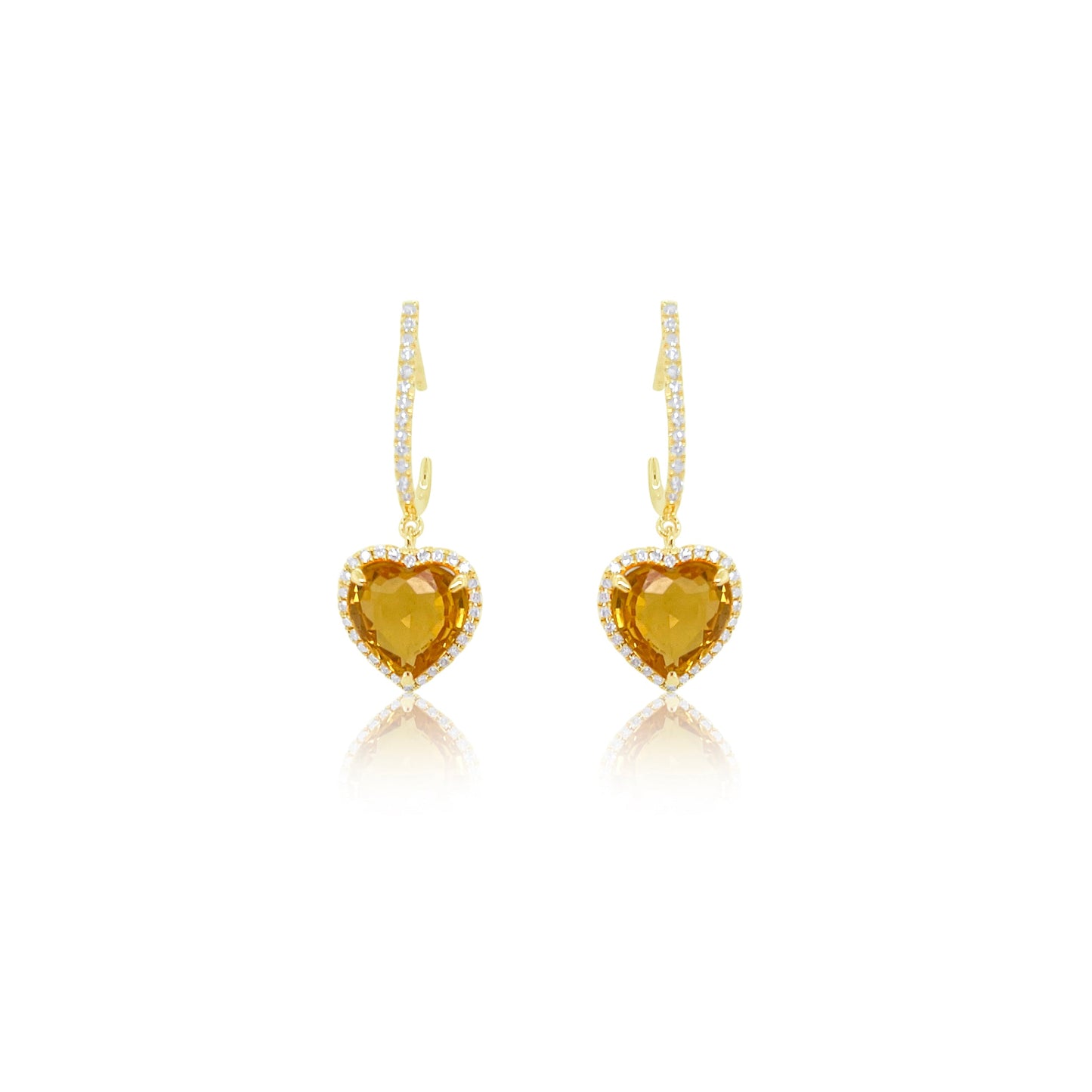 Yellow Sapphire Yellow Gold Diamond Heart Earrings One of A Kind