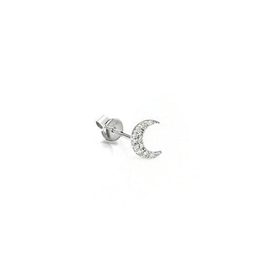 white gold diamond mini moon stud 