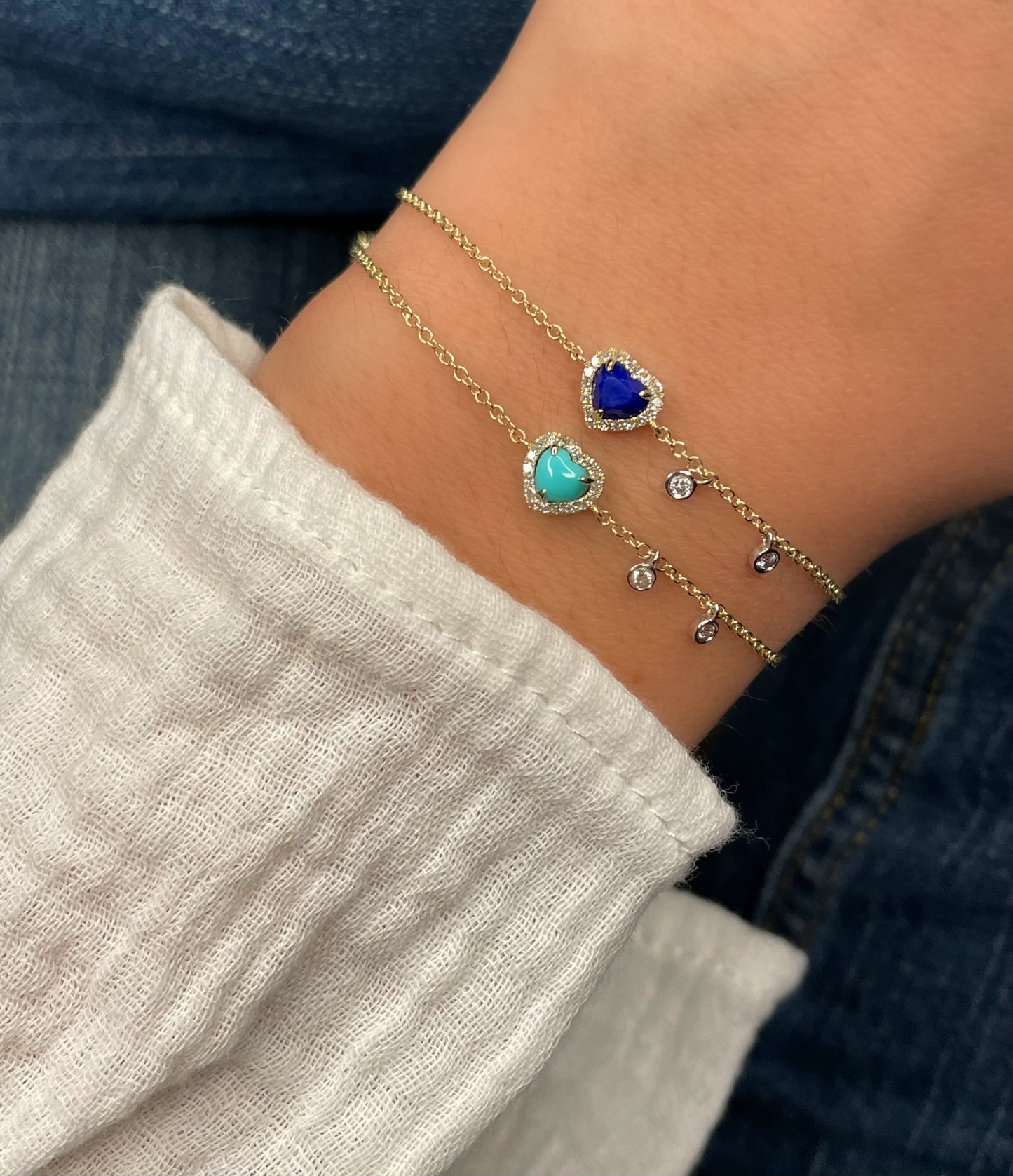 Lapis Heart and Diamond Bracelet