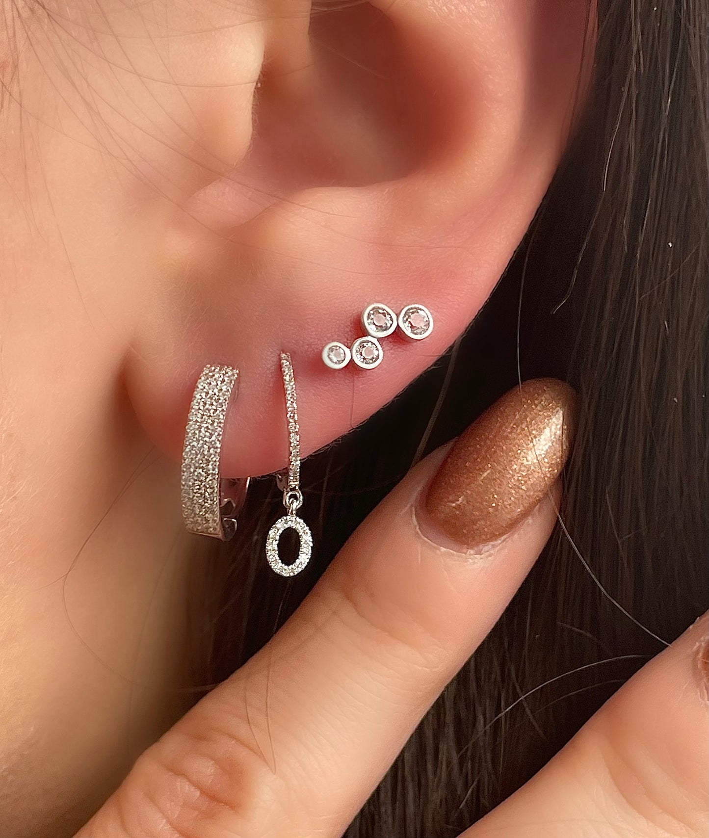 White Gold Open Oval Diamond Earrings