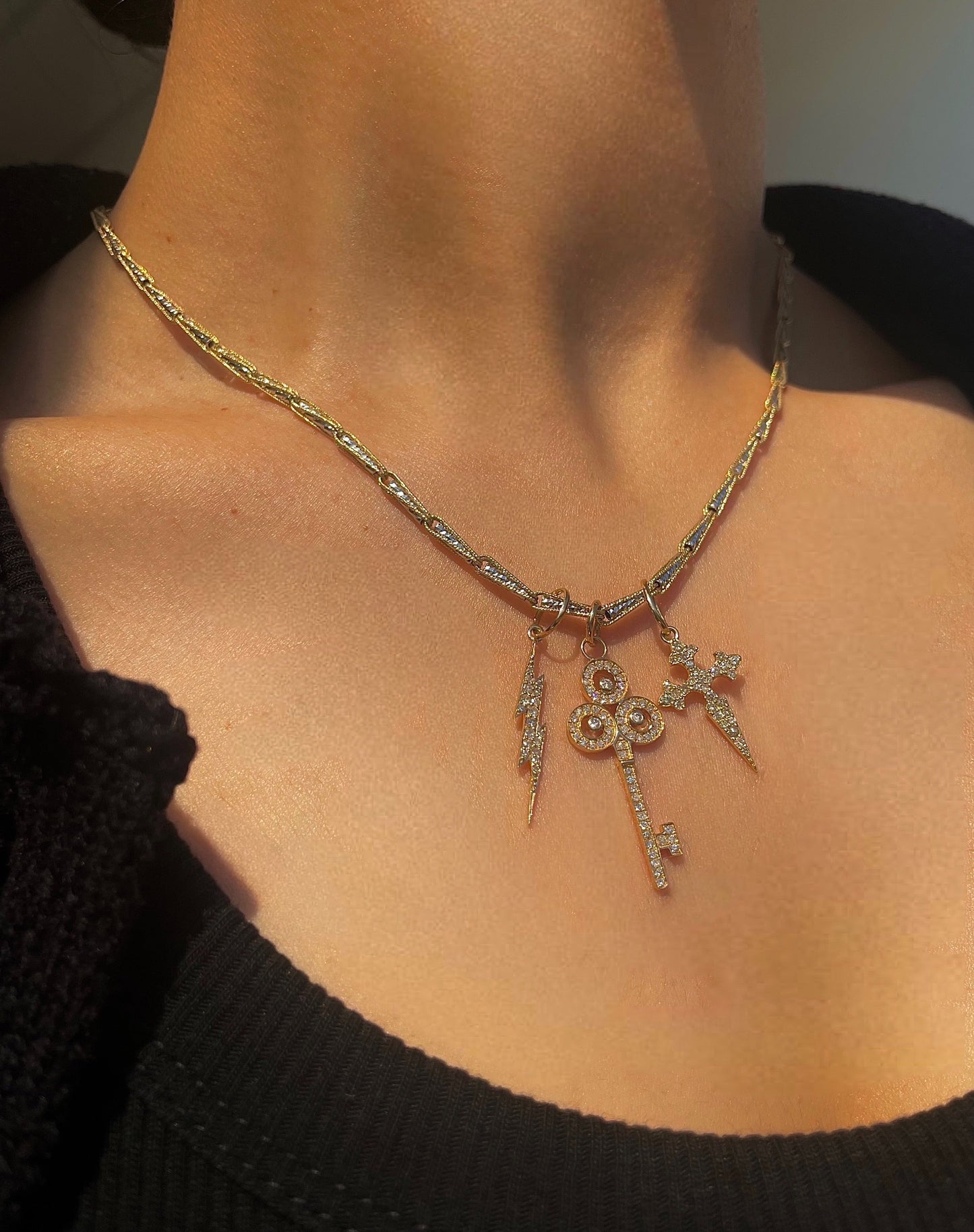 Yellow Gold Diamond Key Chain