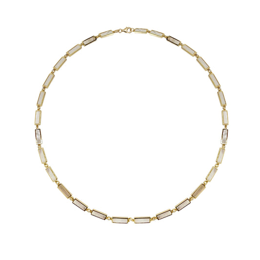 Mother of Pearl Rectangular Layering Chain Necklace