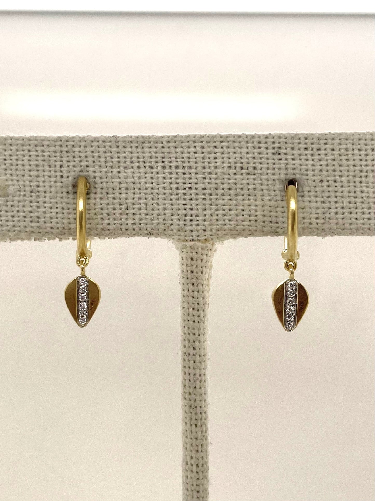 Brushed Yellow Gold Diamond Huggies