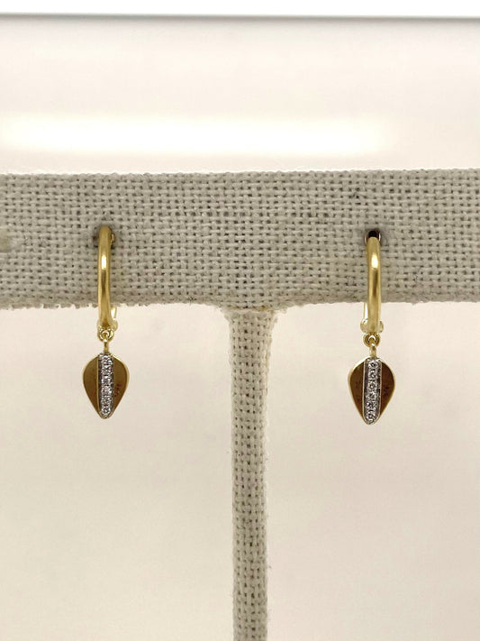 Brushed Yellow Gold Diamond Huggies
