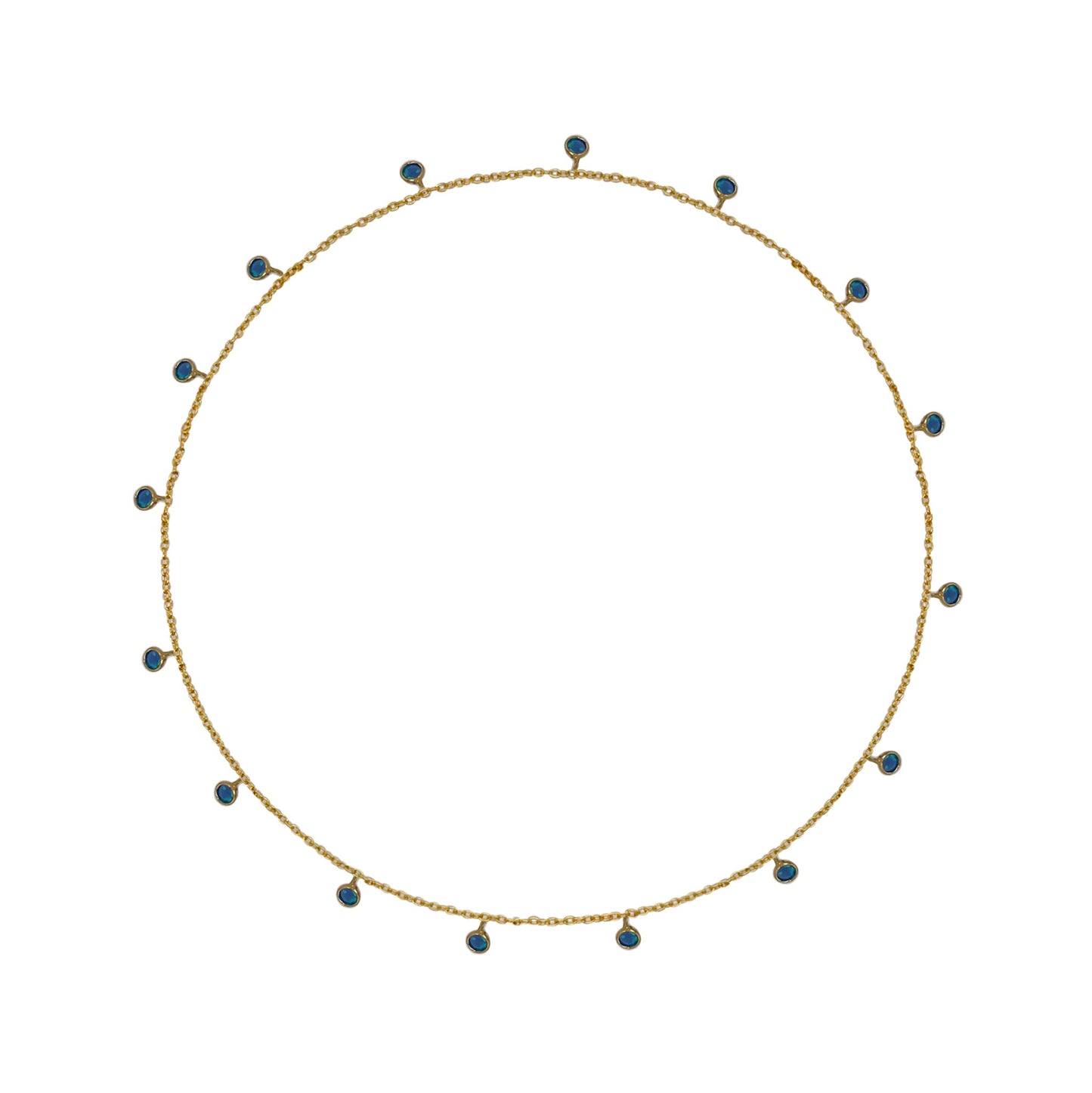Opal Bezel Shaped and Gold Plated Chain Necklace