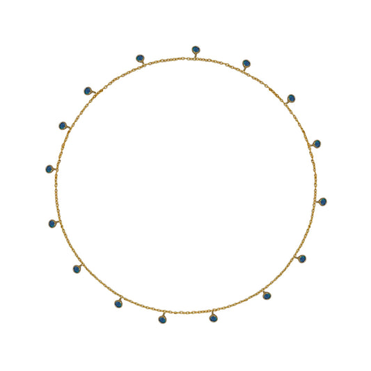 Opal Bezel Shaped and Gold Plated Chain Necklace