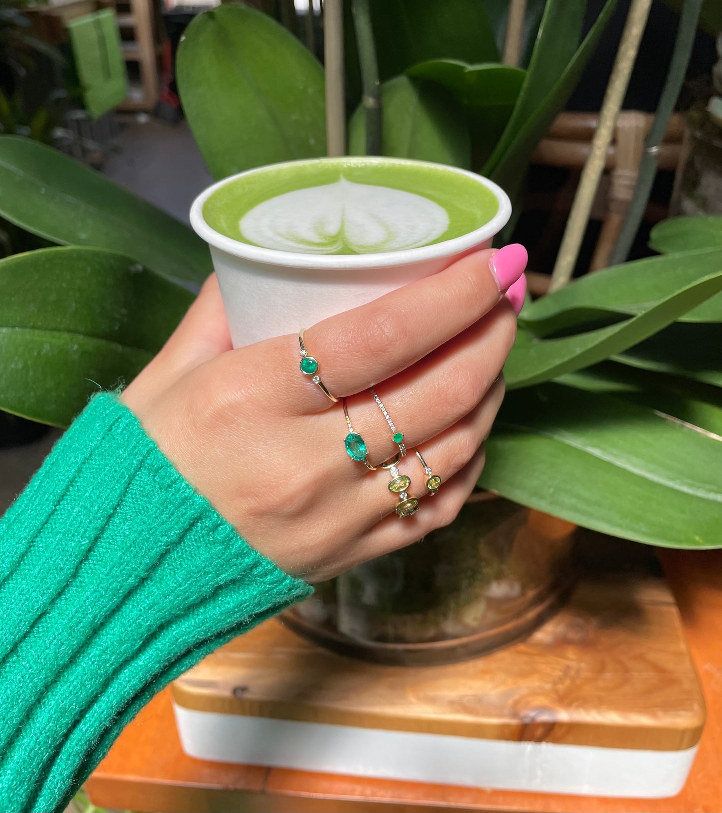 Yellow Gold Diamond and Peridot Ring