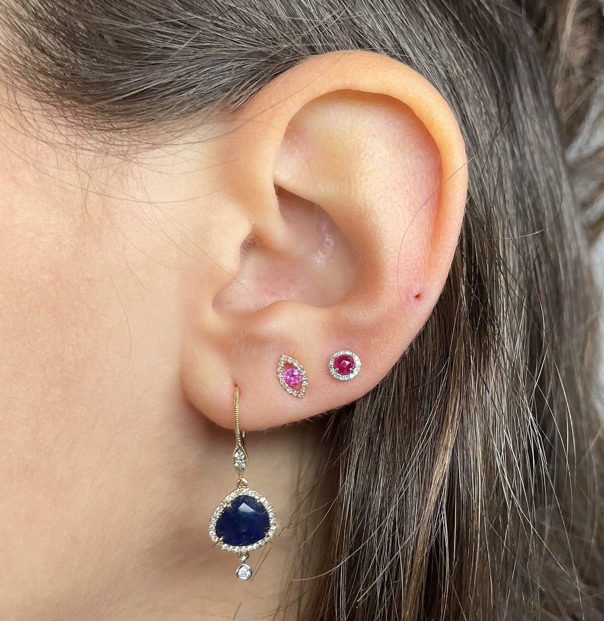 Rose Gold Pink Sapphire Stud