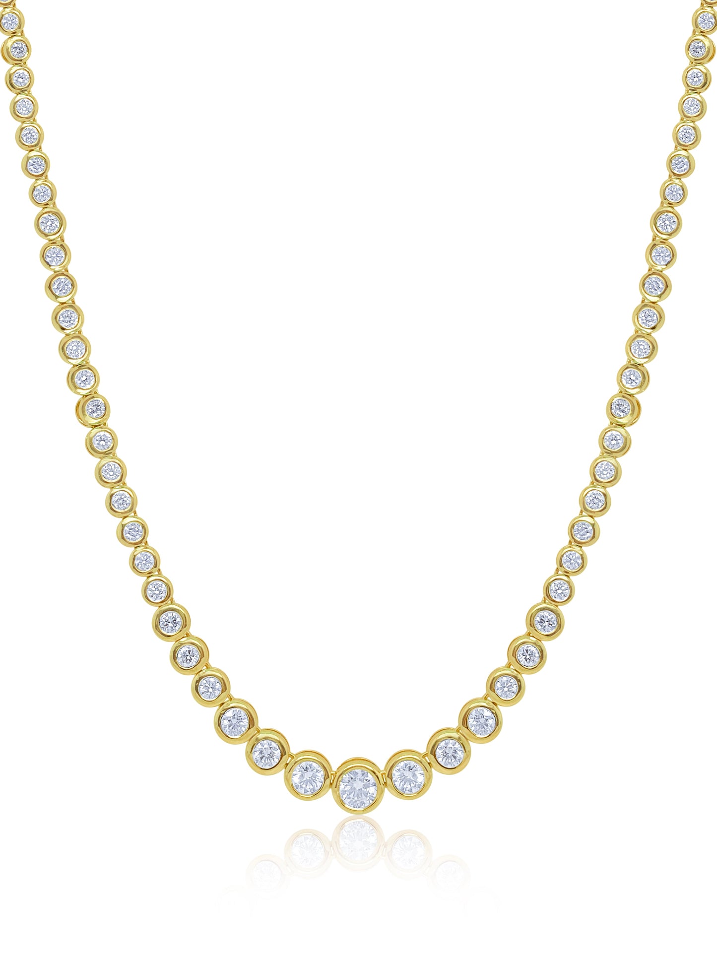 Yellow Gold Bezel Set Tennis Necklace
