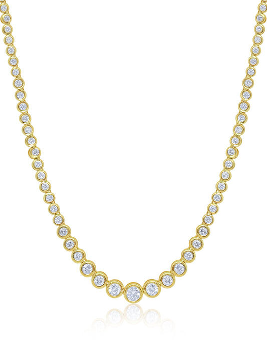 Yellow Gold Bezel Set Tennis Necklace