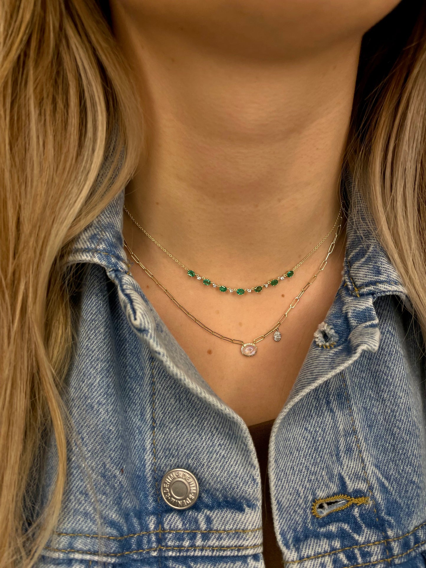 Rainbow Moonstone and Diamond Necklace