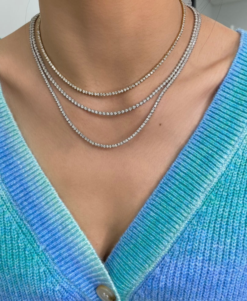 The Drop 8 - 14 KT White Gold Buttercup Diamond Tennis Necklace - ONLINE EXCLUSIVE