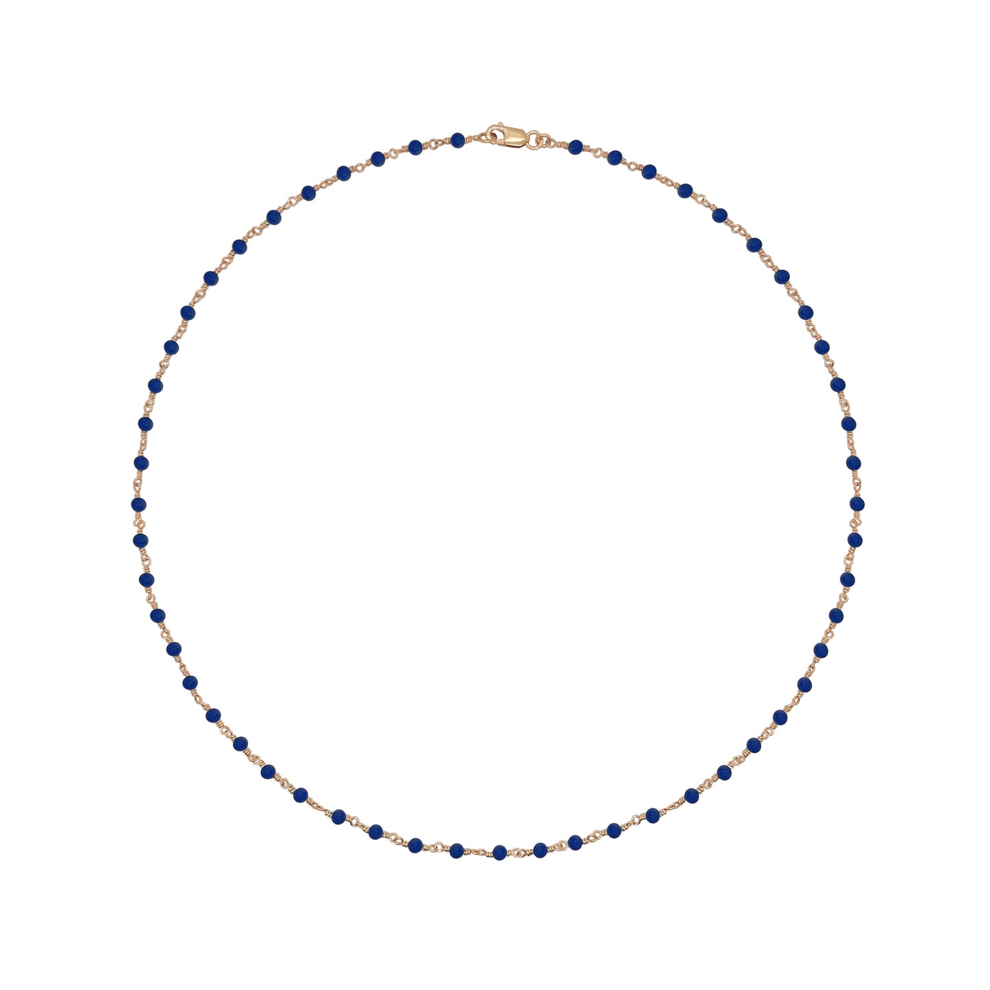 Dainty Lapis Bead and Chain Necklace