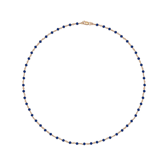 Dainty Lapis Bead and Chain Necklace