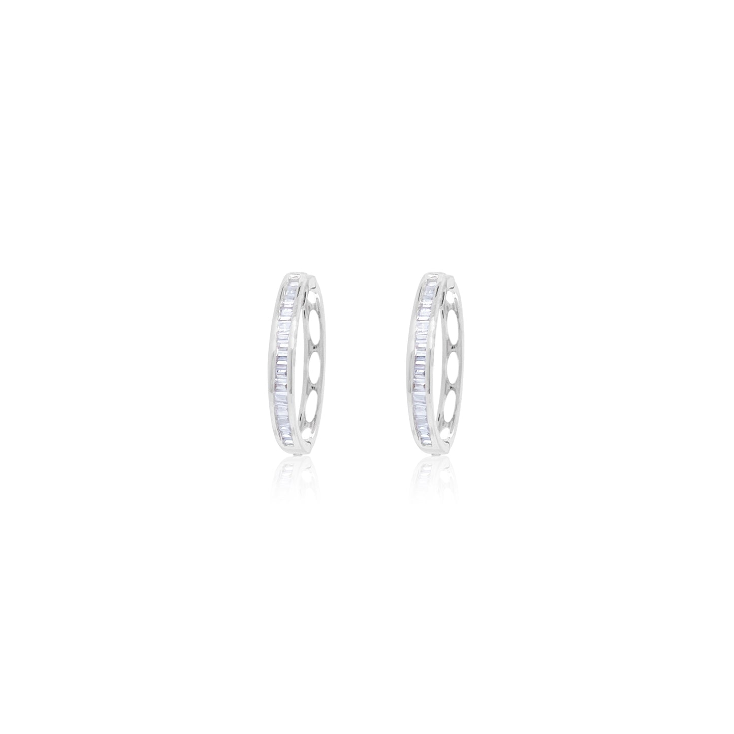 White Gold Diamond Baguette Hoops