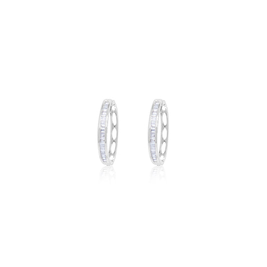 White Gold Diamond Baguette Hoops