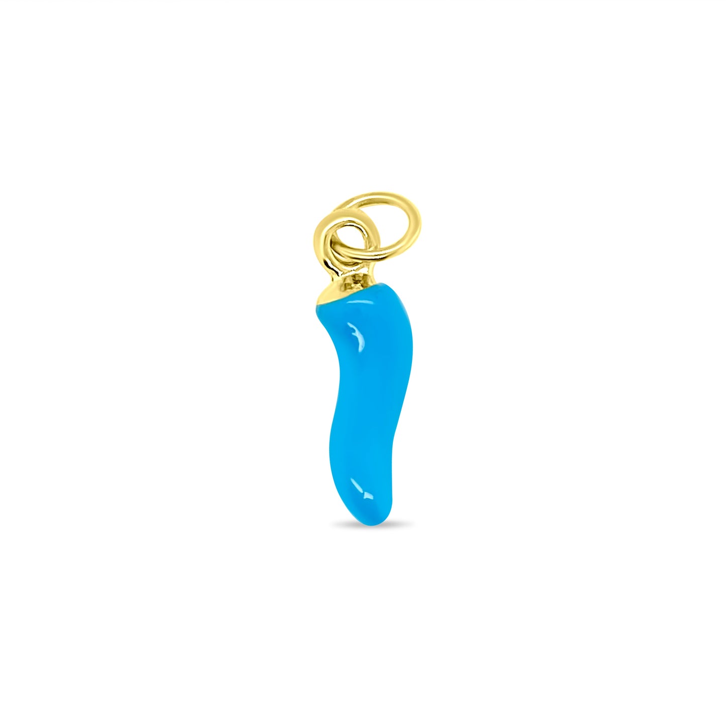 Gold Plated Blue Enamel Italian Horn Charm- Baby Boy