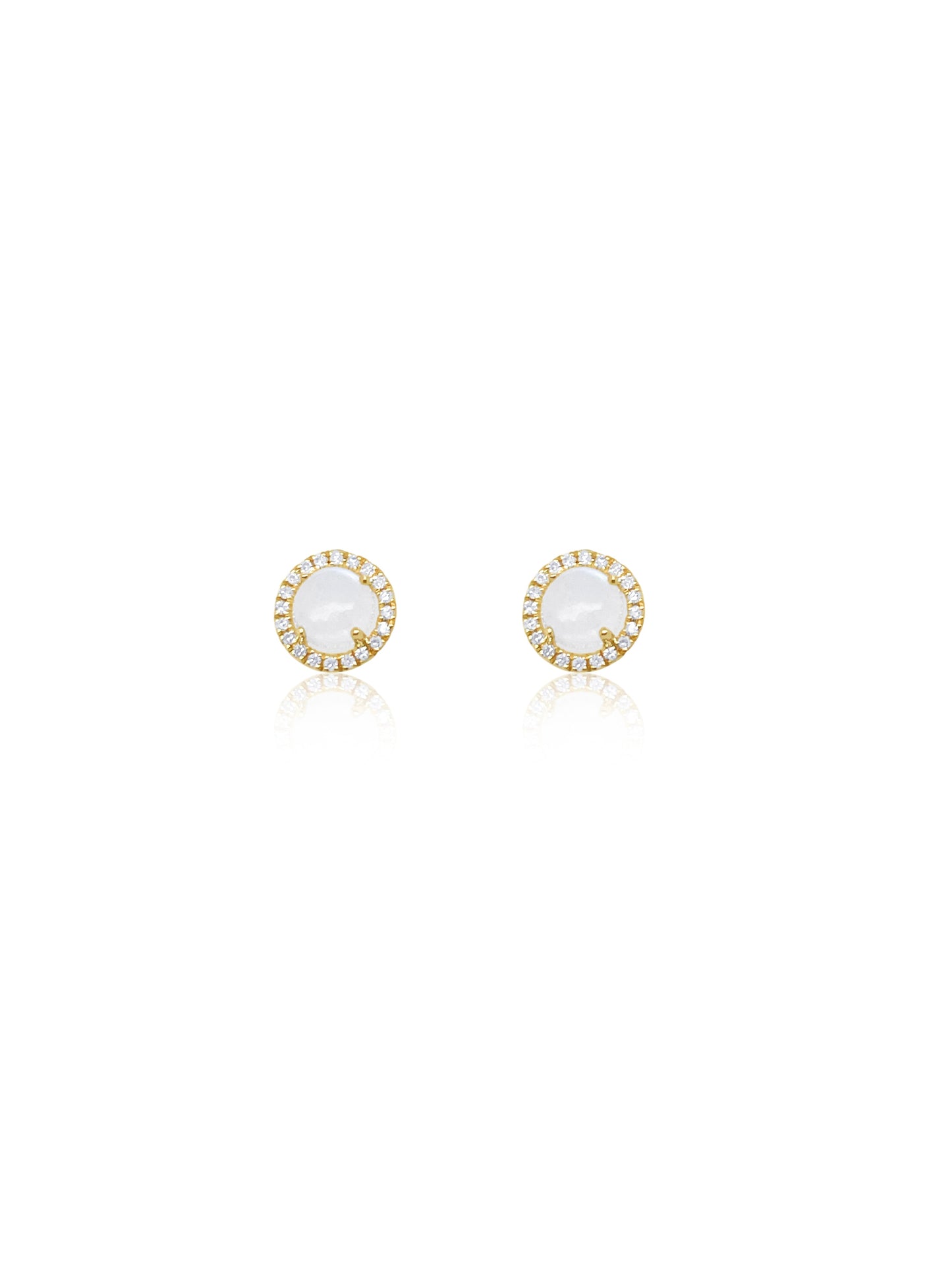 Yellow Gold Moonstone Studs