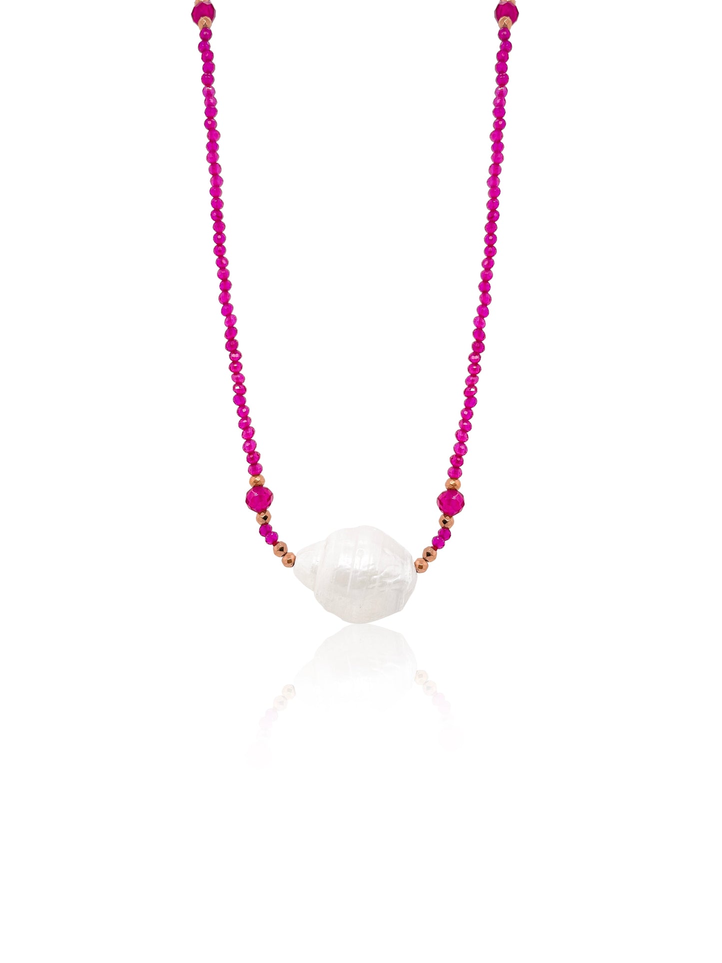 White Organic Pearl and Rose Hematite Bead Long Wrap Necklace