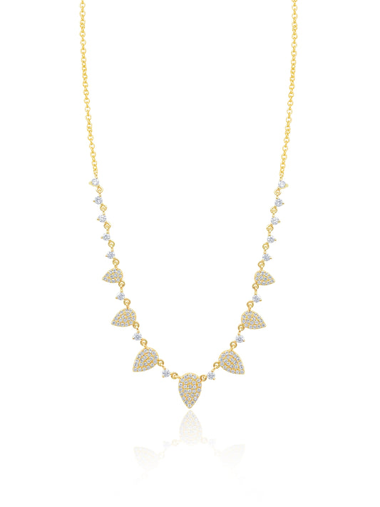 Yellow Gold Diamond and Diamond Teardrop Necklace