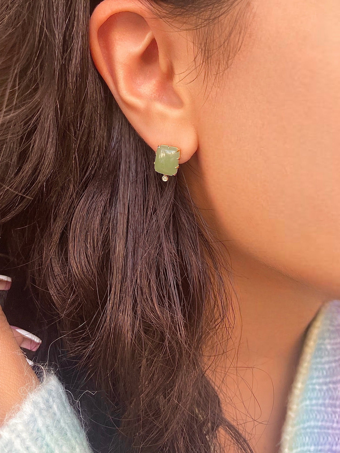 Yellow Gold Jade Studs