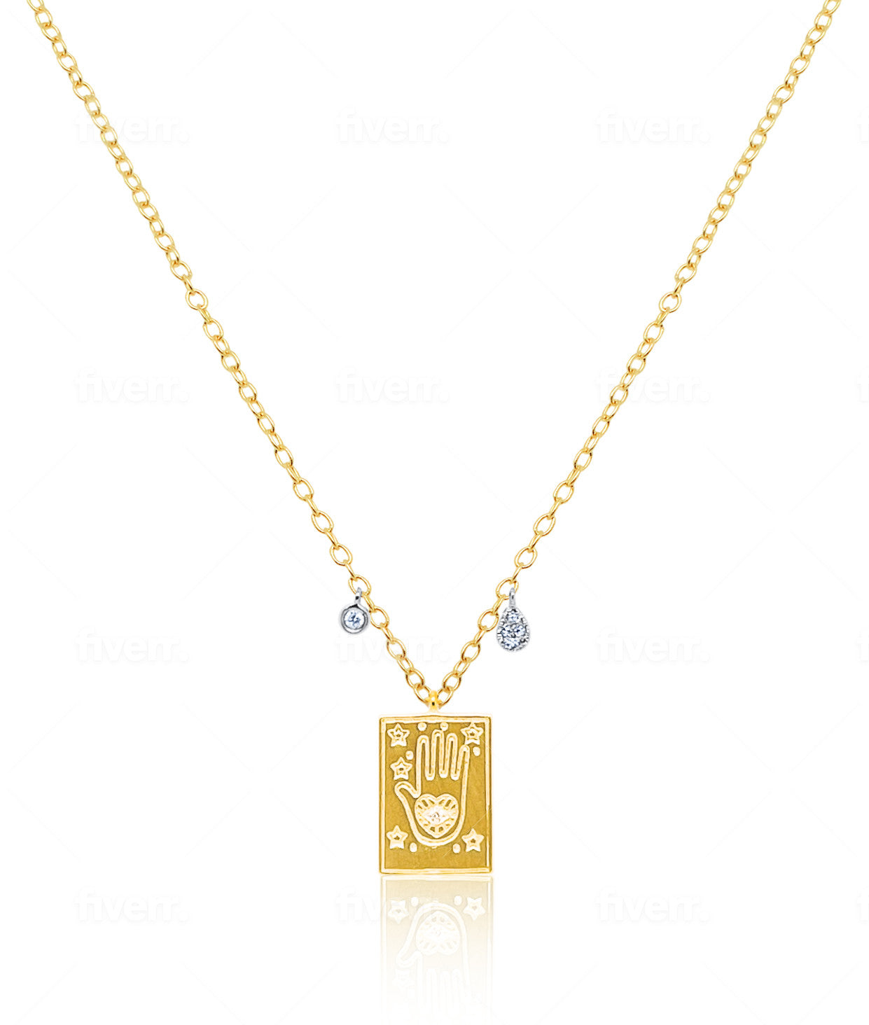 Yellow Gold Hamsa And Charm Necklace