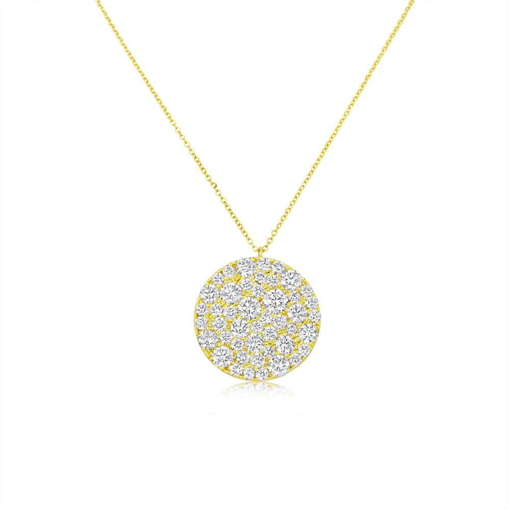 Yellow Gold and Pave Diamond Medallion Necklace