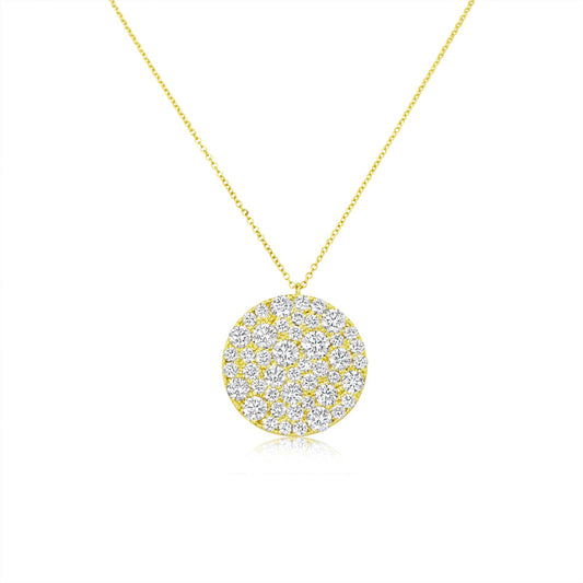 Yellow Gold and Pave Diamond Medallion Necklace