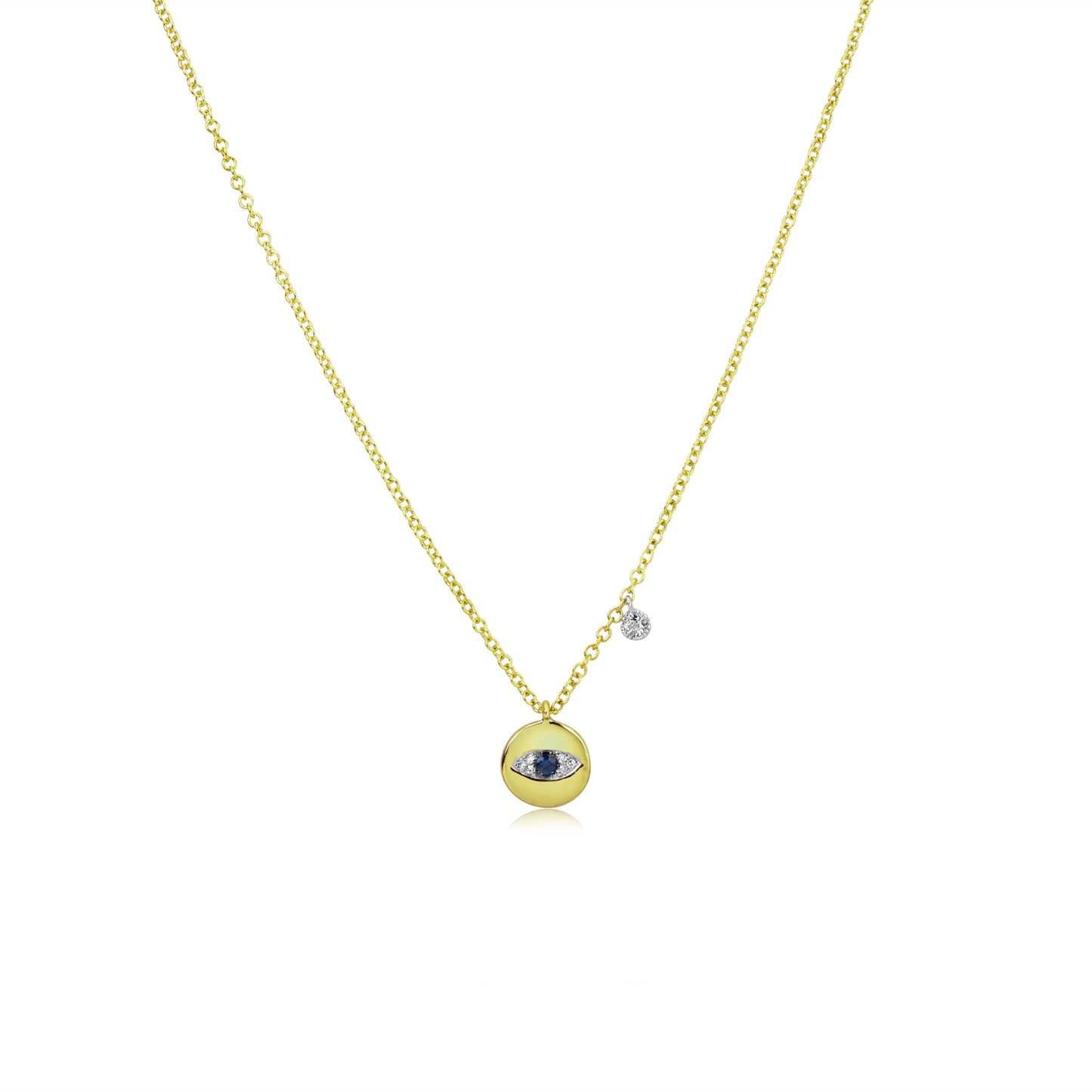 Diamond and Blue Sapphire Evil Eye Necklace