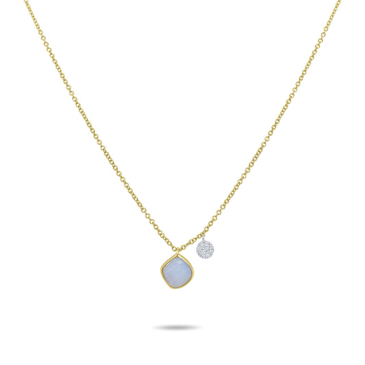 Yellow Gold Chalcedony Diamond Necklace