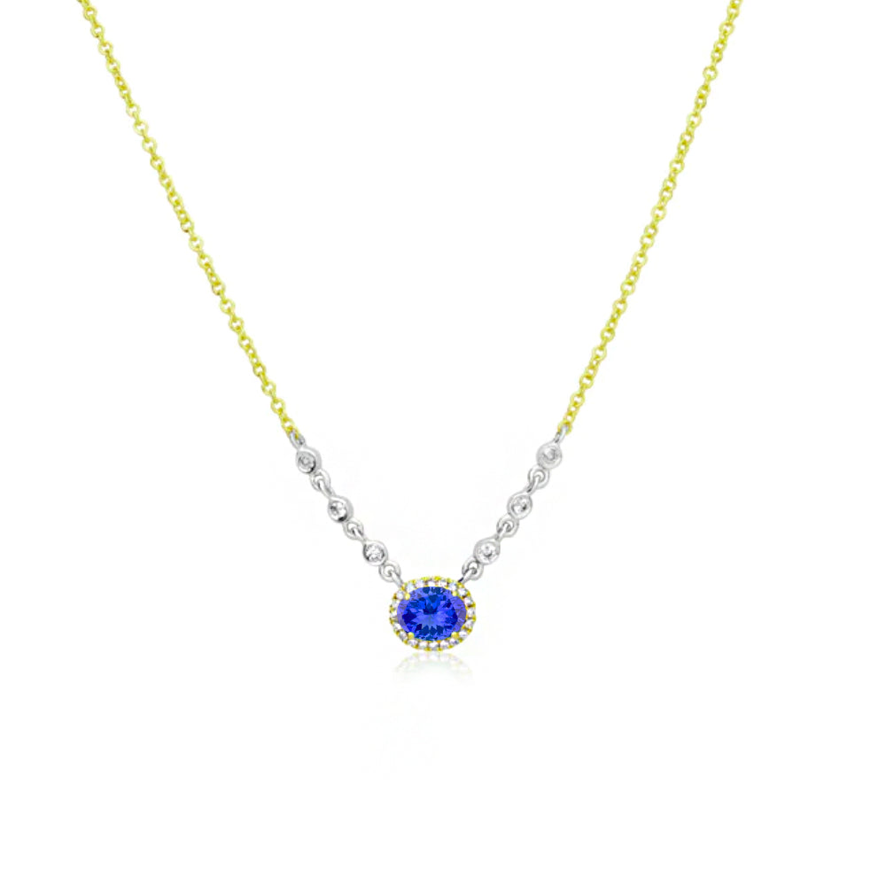 Birthstone Necklace With Diamond Halo | DECEMBER Tanzanite