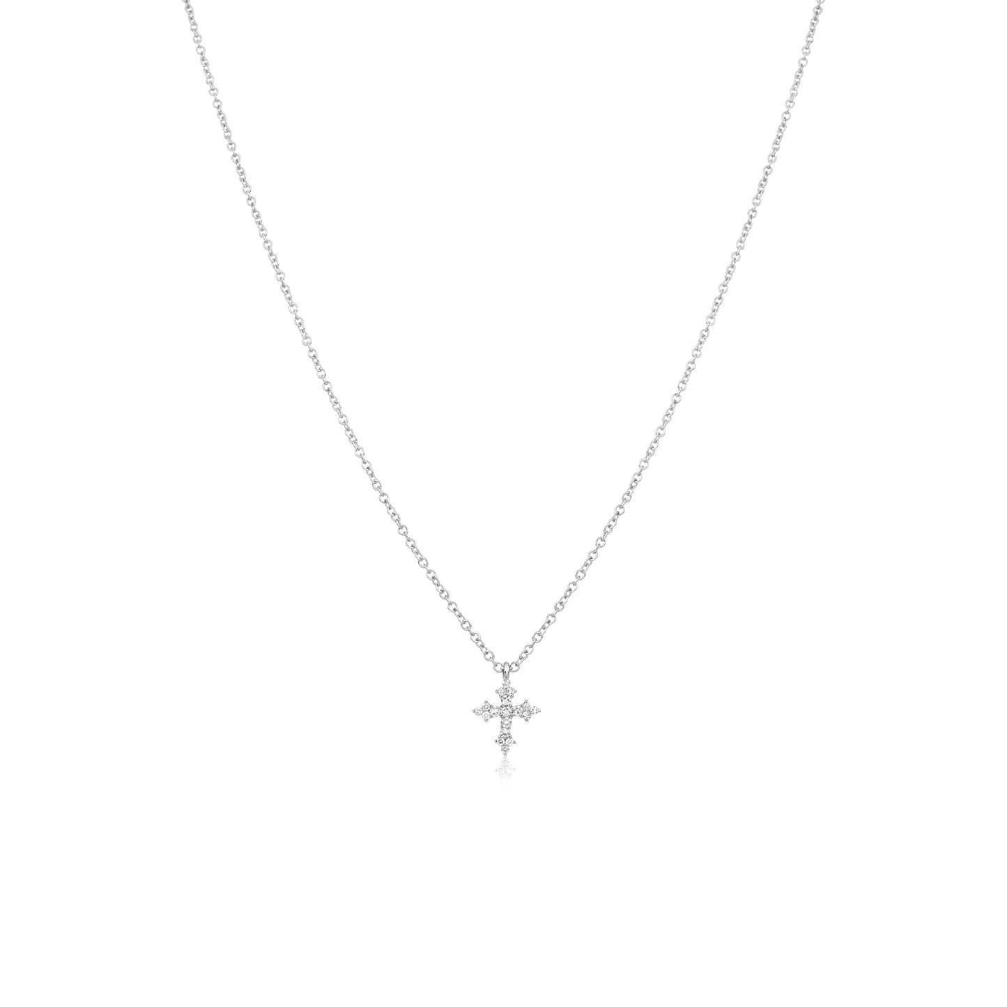 White Gold Diamond Cross and Charm Necklace