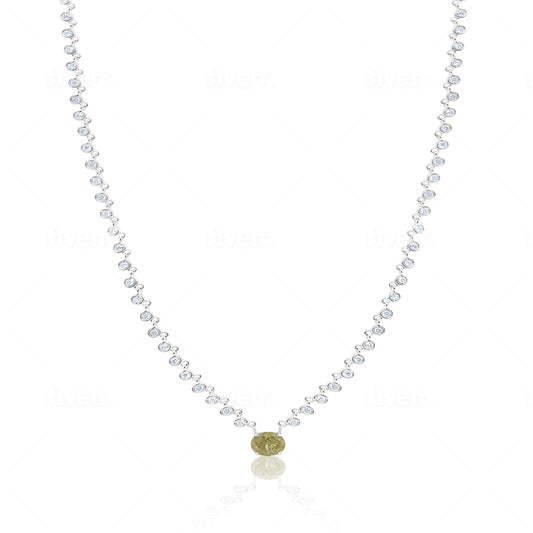 White Gold Diamond and Rough Diamond Necklace