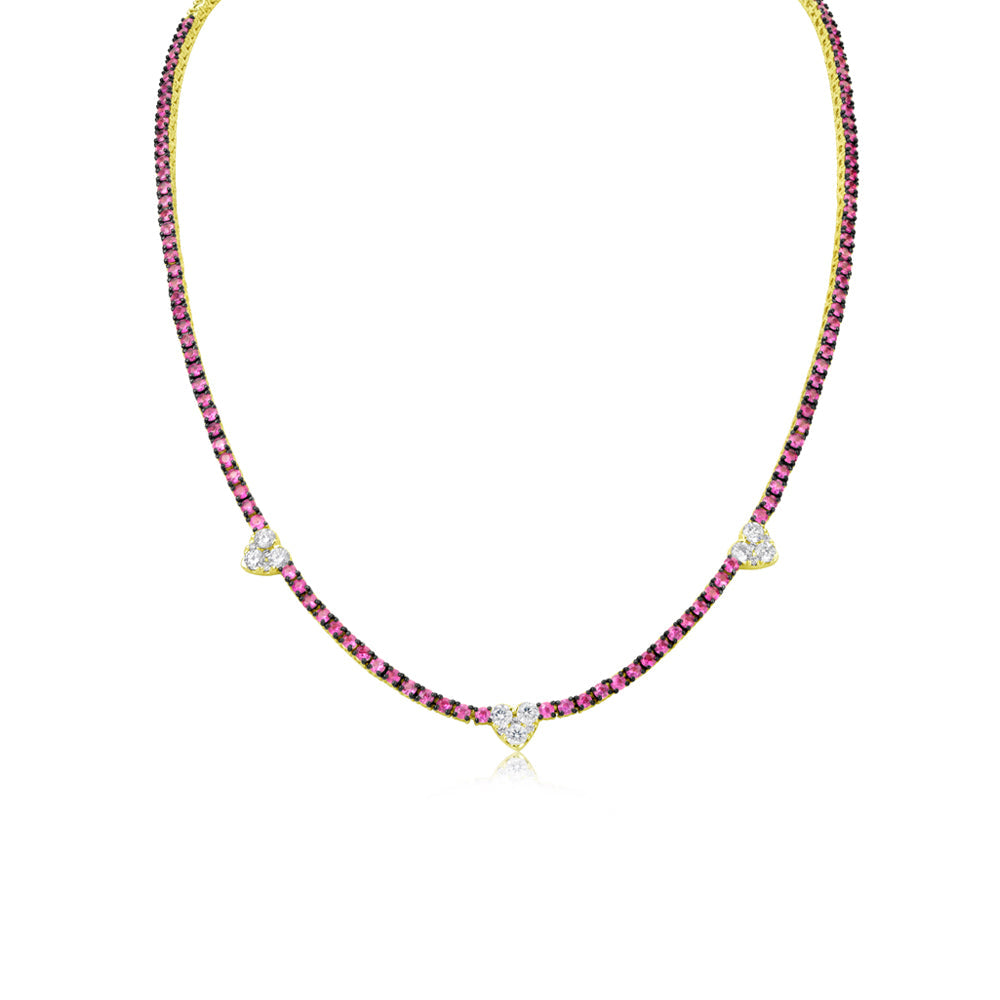 Ruby and Diamond Heart Tennis Necklace ONLINE EXCLUSIVE