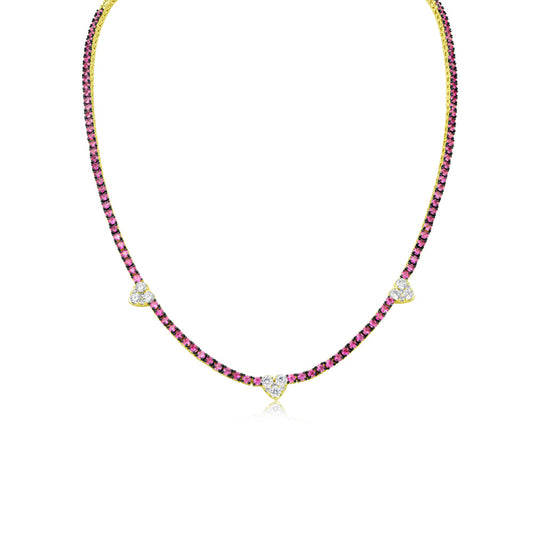 Ruby and Diamond Heart Tennis Necklace ONLINE EXCLUSIVE