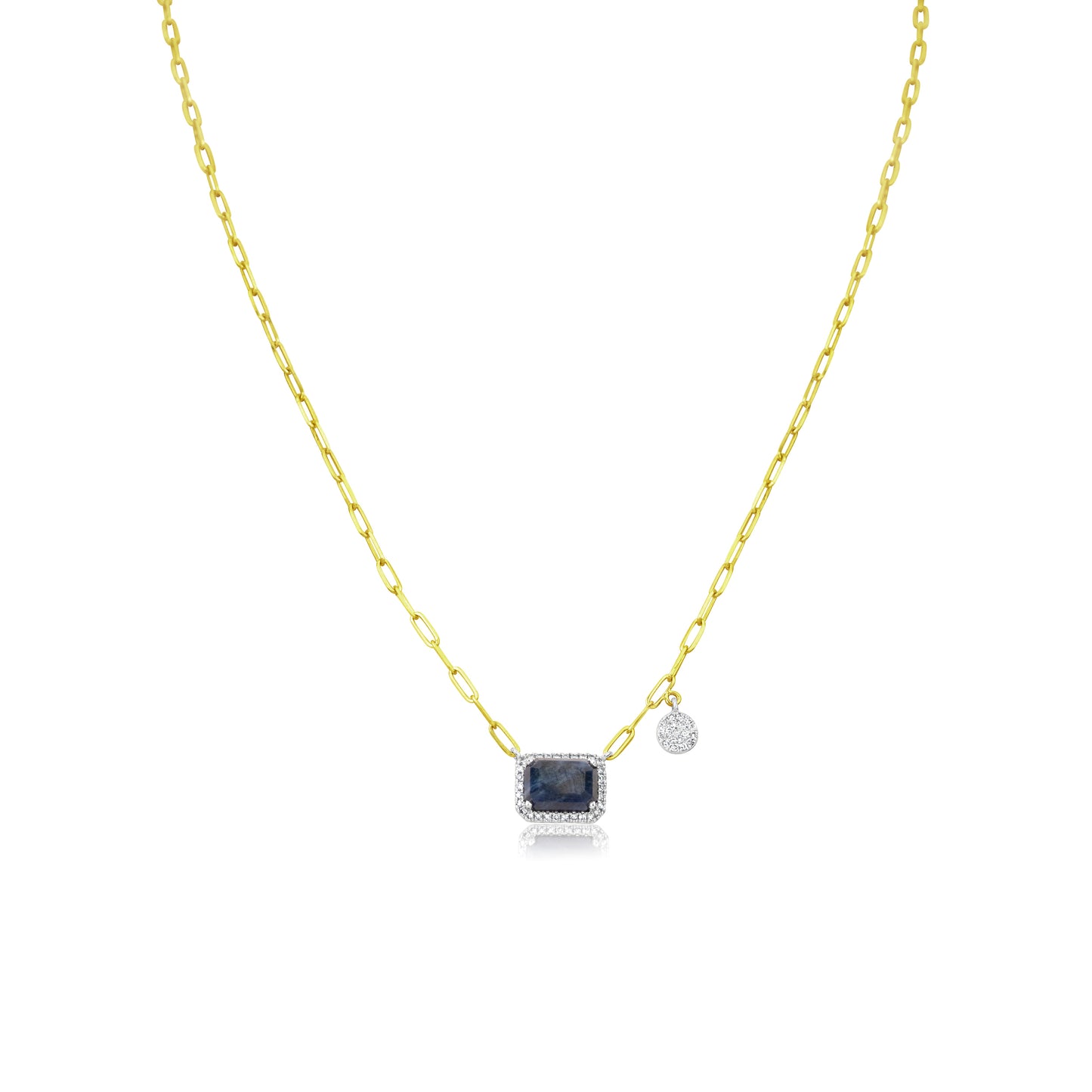 Rough Blue Sapphire and Diamond Necklace