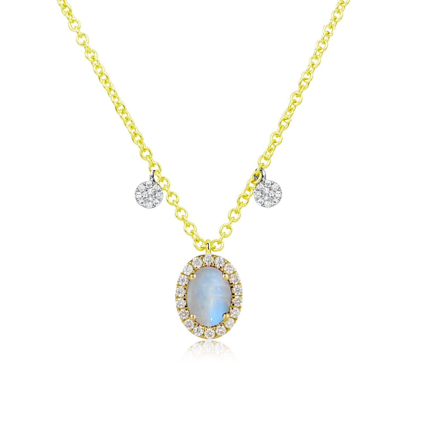 June Moonstone Birthstone with Yellow Gold and Diamond Necklace