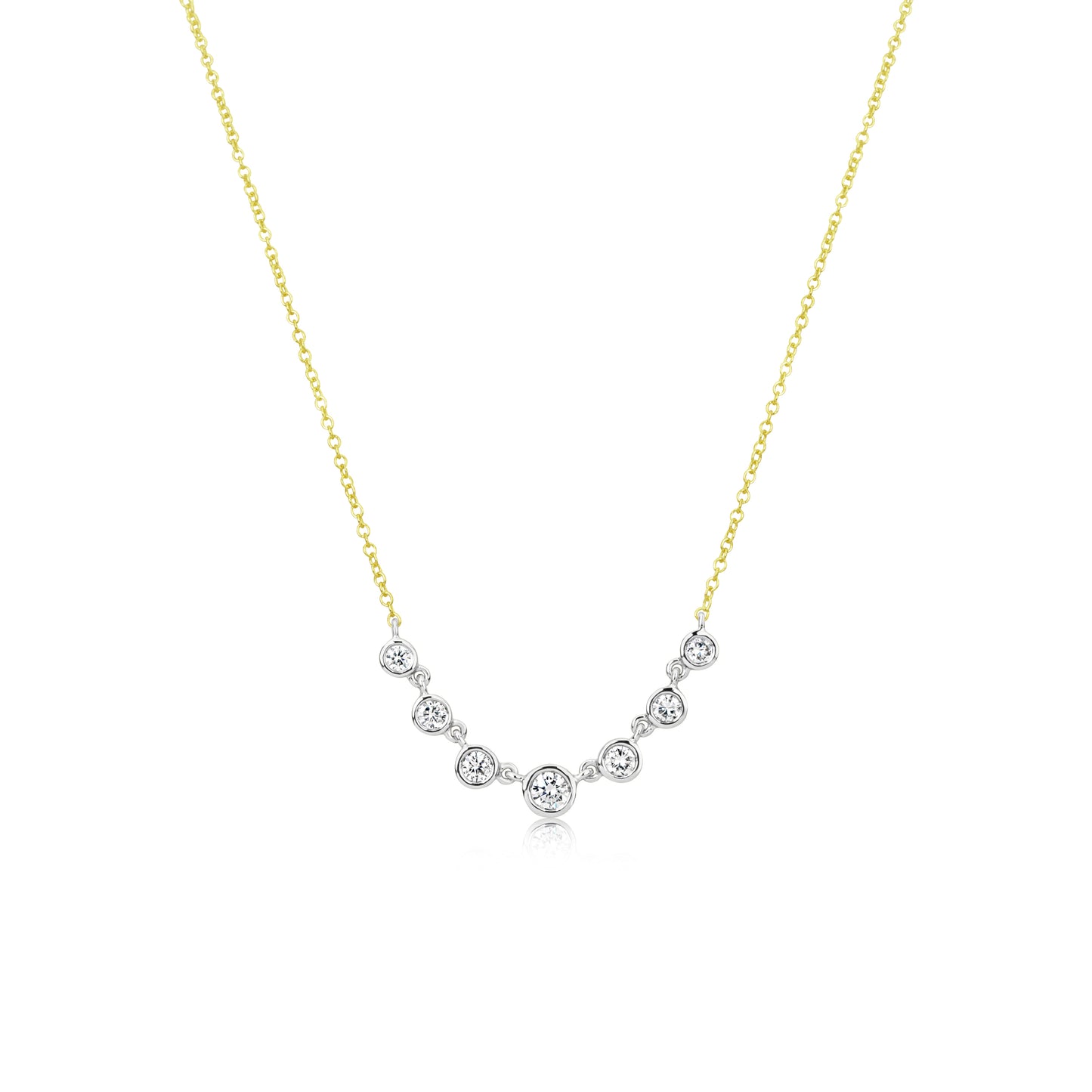 Two Tone Gold Bezel Set Diamond Necklace