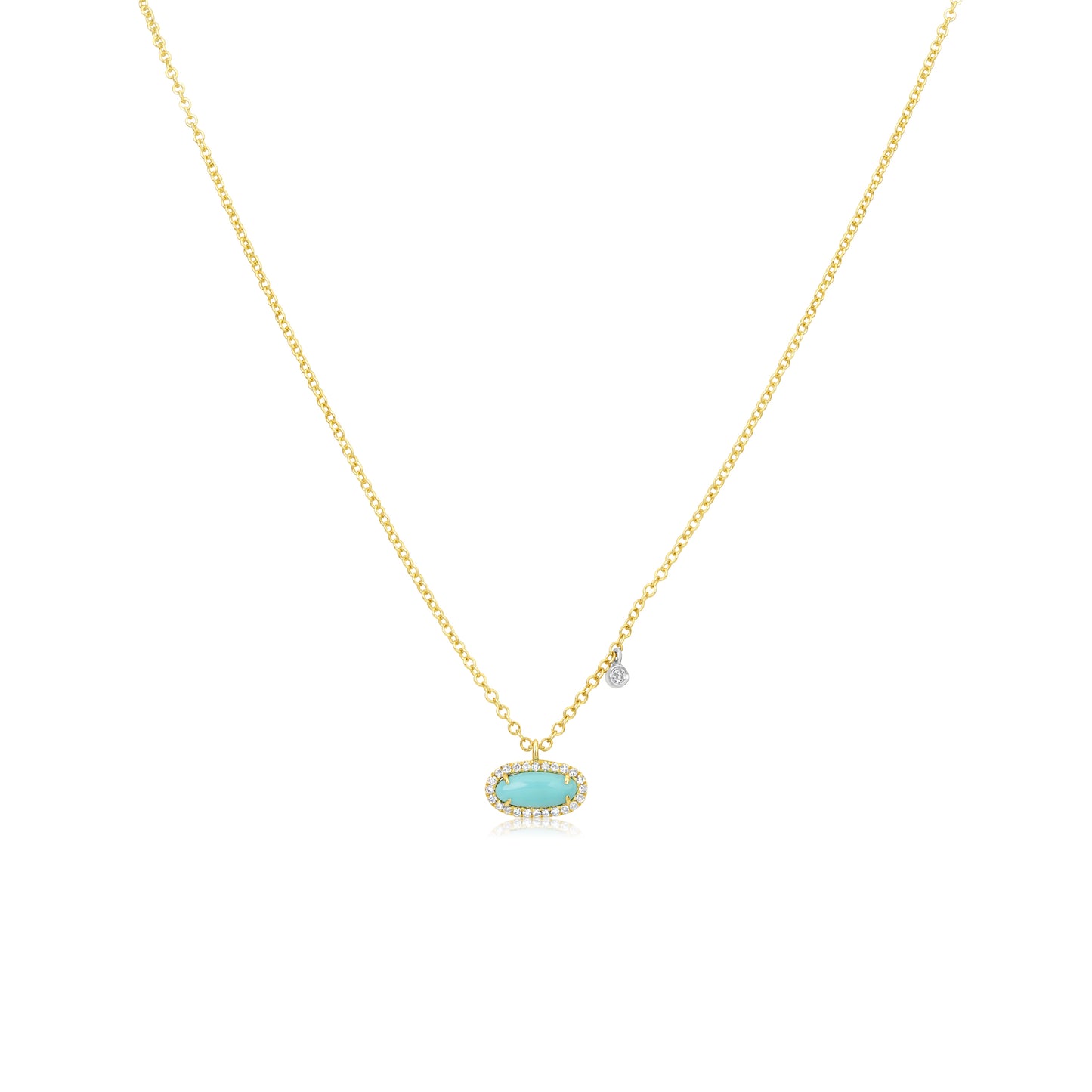 Yellow Gold Turquoise and Diamond Necklace