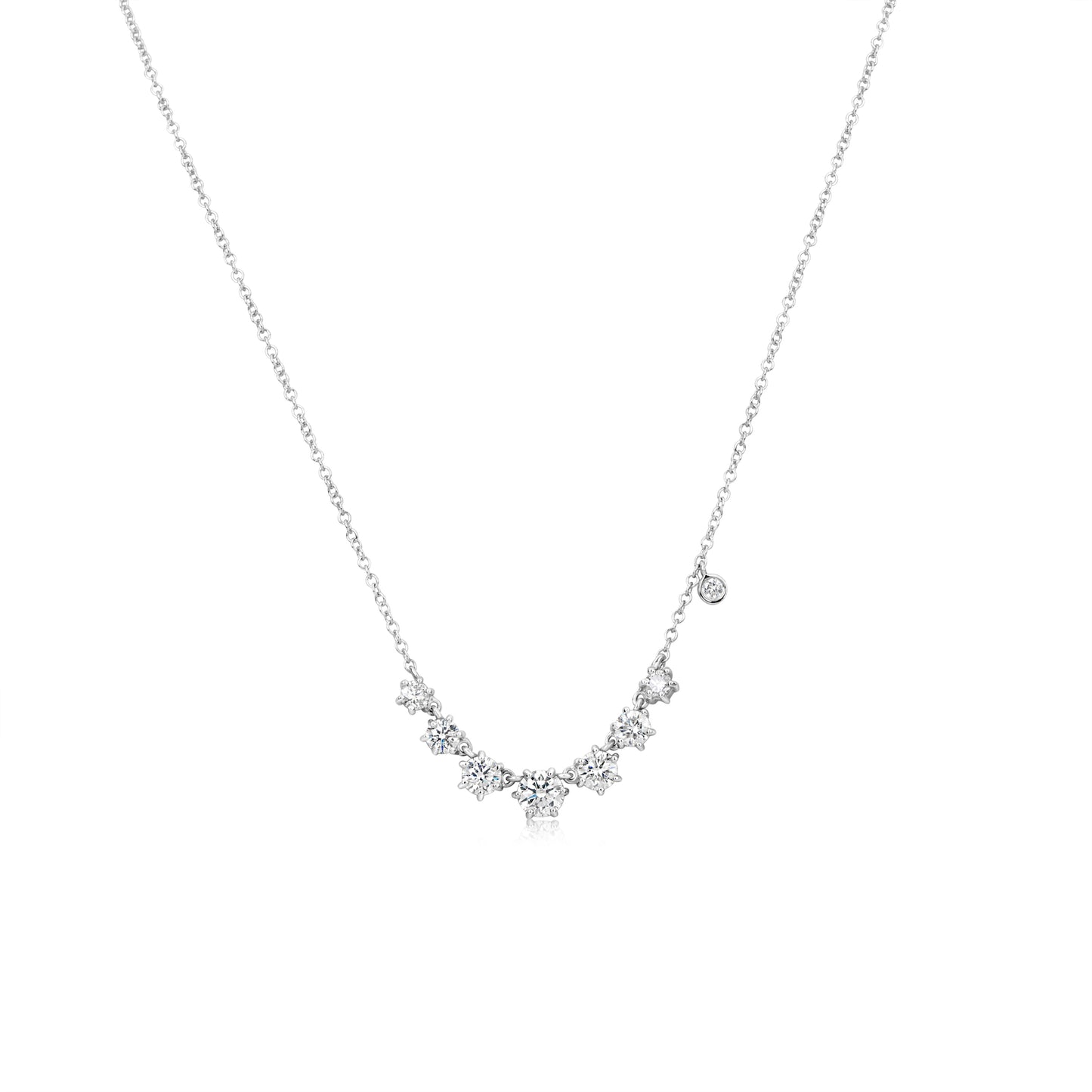 White Gold Diamond Cluster Necklace