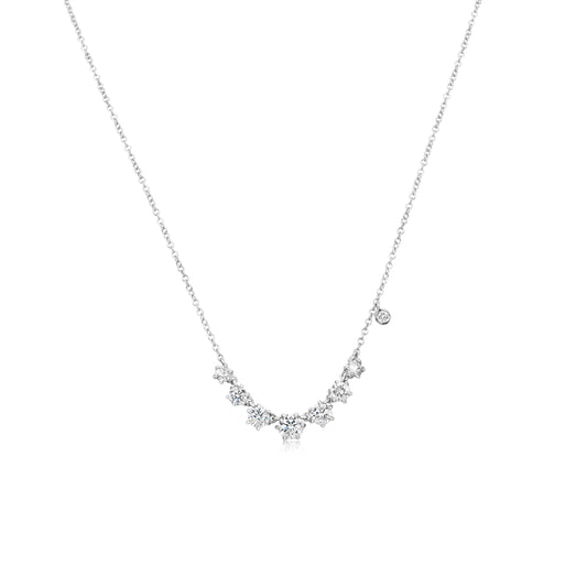 White Gold Diamond Cluster Necklace