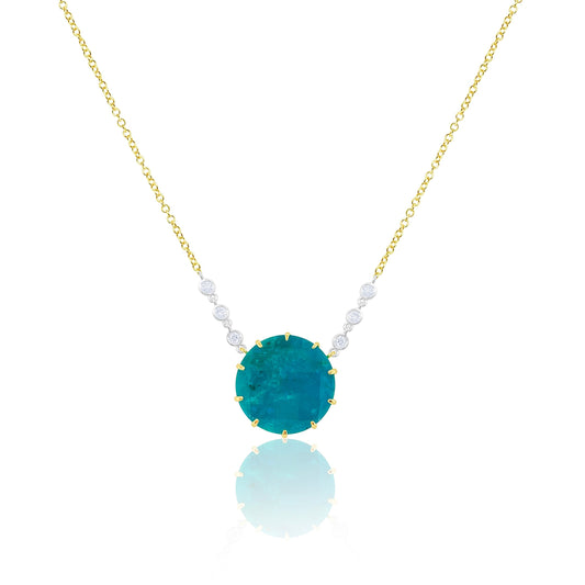 Yellow Gold Lapis Circle Necklace